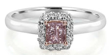 .46CT WHITE & PINK DIAMOND 18KT WHITE & ROSE GOLD PRINCESS HALO ENGAGEMENT RING