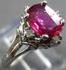 ESTATE .97CT DIAMOND & AAA RUBY 14KT WHITE GOLD 3D OVAL & ROUND FLOWER FUN RING
