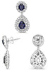 5.58CT DIAMOND & AAA SAPPHIRE 18KT WHITE GOLD PEAR SHAPE & ROUND FLOWER EARRINGS