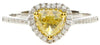 .80CT WHITE & FANCY YELLOW DIAMOND 18KT 2 TONE GOLD HEART SHAPE ENGAGEMENT RING
