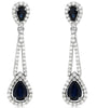 3.06CT DIAMOND & AAA SAPPHIRE 14K WHITE GOLD PEAR SHAPE & ROUND HANGING EARRINGS