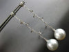 ESTATE LARGE .15CT DIAMOND & AAA SOUTH SEA PEARL 18K WHITE GOLD HANGING EARRINGS