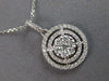 ESTATE .60CT DIAMOND 14KT WHITE GOLD CLUSTER FLOWER DOUBLE HALO FLOATING PENDANT