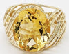 ESTATE LARGE 7.10CT DIAMOND & AAA CITRINE 14KT YELLOW GOLD OVAL & ROUND FUN RING