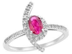 .71CT DIAMOND & AAA RUBY 18KT WHITE GOLD 3D OVAL & ROUND CRISS CROSS LOVE RING