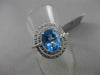 ESTATE 3.44CT DIAMOND & AAA BLUE TOPAZ 14KT WHITE GOLD DOUBLE HALO FUN RING