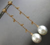 LARGE & LONG .15CT DIAMOND & AAA SOUTH SEA PEARL 18K WHITE GOLD HANGING EARRINGS