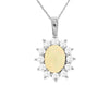 1.53CT DIAMOND & AAA OPAL 14K WHITE GOLD 3D OVAL & ROUND FLOWER FLOATING PENDANT