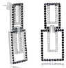 LARGE 2.39CT WHITE & BLACK DIAMOND 18K WHITE GOLD DOUBLE SQUARE HANGING EARRINGS