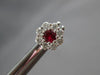 ESTATE .63CT DIAMOND & AAA RUBY 14KT WHITE GOLD 3D CLASSIC FLOWER STUD EARRINGS