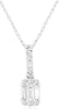 ESTATE .14CT DIAMOND 14K WHITE GOLD ROUND & BAGUETTE SQUARE FUN FLOATING PENDANT