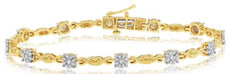 .56CT DIAMOND 14KT YELLOW GOLD 3D MULTI FLOWER XO INFINITY LOVE TENNIS BRACELET