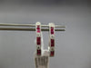 .85CT DIAMOND & AAA RUBY 18K WHITE GOLD PRINCESS & ROUND HUGGIE HANGING EARRINGS