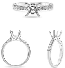 .27CT DIAMOND 14KT WHITE GOLD 3D ROUND SEMI ETERNITY SEMI MOUNT ENGAGEMENT RING