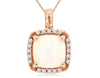 1.53CT DIAMOND & AAA OPAL 14KT ROSE GOLD CUSHION & ROUND SQUARE FLOATING PENDANT