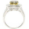 LARGE 3.28CT WHITE & FANCY YELLOW DIAMOND 18KT 2 TONE GOLD ROUND ENGAGEMENT RING