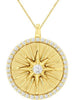 .26CT DIAMOND 14KT YELLOW GOLD SOLITAIRE SUNBURST CIRCULAR FUN FLOATING PENDANT
