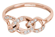 ESTATE .12CT DIAMOND 18KT ROSE GOLD 3D CLASSIC MULTI LINK FLEXIBLE FUN LOVE RING