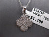 .28CT DIAMOND 14KT WHITE GOLD 3D CLASSIC 4 LEAF CLOVER FLOWER FLOATING PENDANT