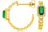 .40CT DIAMOND & AAA EMERALD 14K YELLOW GOLD 3D SQUARE HALO HOOP HANGING EARRINGS