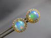 2.63CT DIAMOND & AAA AUSTRALIAN OPAL 14KT YELLOW GOLD ROUND HALO STUD EARRINGS