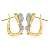 LARGE .84CT DIAMOND 18KT WHITE & YELLOW GOLD BELT FUN CLIP ON HANGING EARRINGS