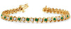 2.13CT DIAMOND & AAA EMERALD 14K YELLOW GOLD 3D CLASSIC S DESIGN TENNIS BRACELET