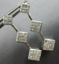 1.0CT DIAMOND 14KT WHITE GOLD CLASSIC PRINCESS INVISIBLE SQUARE HANGING EARRINGS