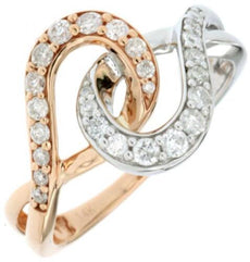 .40CT DIAMOND 14KT WHITE& ROSE GOLD DOUBLE TEAR DROP INFINITY LOVE KNOT FUN RING