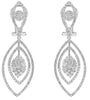 LARGE 2.66CT DIAMOND 14KT WHITE GOLD 3D CLUSTER PAVE MULTI LEAF HANGING EARRINGS