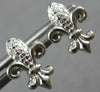 ESTATE .06CT DIAMOND 14KT WHITE GOLD 3D CLASSIC FLEUR DE LIS FUN STUD EARRINGS