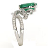 ESTATE 2.85CT DIAMOND & AAA EMERALD 18K WHITE GOLD PEAR SHAPE & ROUND CROWN RING