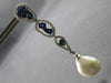 ESTATE EXTRA LARGE 4.38CT AAA SAPPHIRE & SOUTH SEA PEARL 18K WHITE GOLD EARRINGS