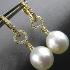 .29CT DIAMOND & AAA SOUTH SEA PEARL 18KT YELLOW GOLD LEVERBACK HANGING EARRINGS