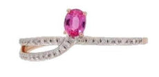 .23CT DIAMOND & AAA PINK SAPPHIRE 14K ROSE GOLD 3D OVAL & ROUND CRISS CROSS RING