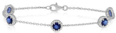 2.74CT DIAMOND & AAA SAPPHIRE 14KT WHITE GOLD FLORAL OCTAGON STAR LOVE BRACELET