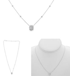 .45CT DIAMOND 14KT WHITE GOLD ROUND & BAGUETTE CLUSTER BY THE YARD FUN NECKLACE