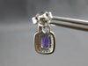 1.72CT DIAMOND & AAA AMETHYST 14KT WHITE GOLD CUSHION & ROUND HANGING EARRINGS