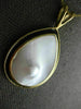 ESTATE LARGE AAA MOTHER OF PEARL & BLACK ONYX 14KT YELLOW GOLD TEAR DROP PENDANT