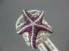 ESTATE LARGE 1.73CT DIAMOND & AAA RUBY 14KT WHITE GOLD LUCKY STARFISH FUN RING