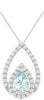.60CT DIAMOND & AAA AQUAMARINE 14K WHITE GOLD 3D PEAR SHAPE & ROUND LOVE PENDANT