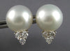 LARGE .6CT DIAMOND & AAA SOUTH SEA PEARL 18K WHITE GOLD TRIANGULAR STUD EARRINGS