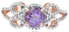 1.05CT DIAMOND & AAA AMETHYST 14KT ROSE GOLD 3D DOUBLE INFINITY FRIENDSHIP RING