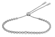 1.0CT DIAMOND 14KT WHITE GOLD ROUND GRADUATING BEZEL ADJUSTABLE TENNIS BRACELET