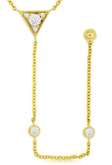 .35CT DIAMOND 14KT YELLOW GOLD 3D ROUND CLUSTER TRIANGULAR LARIAT FUN NECKLACE