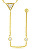 .35CT DIAMOND 14KT YELLOW GOLD 3D ROUND CLUSTER TRIANGULAR LARIAT FUN NECKLACE