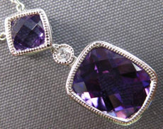 2.36CT DIAMOND & AAA AMETHYST 14KT WHITE GOLD CUSHION & ROUND FLOATING PENDANT