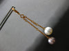 ESTATE LARGE 1.07CT DIAMOND & AAA WHITE & PINK SOUTH SEA PEARL 18KT ROSE GOLD EARRINGS