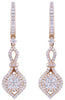 1.27CT DIAMOND 14KT ROSE GOLD 3D CLASSIC FLOWER TEAR DROP FUN HANGING EARRINGS