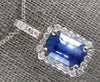 ESTATE LARGE 4.5CT DIAMOND & AAA SAPPHIRE 14KT WHITE GOLD HALO FLOATING PENDANT